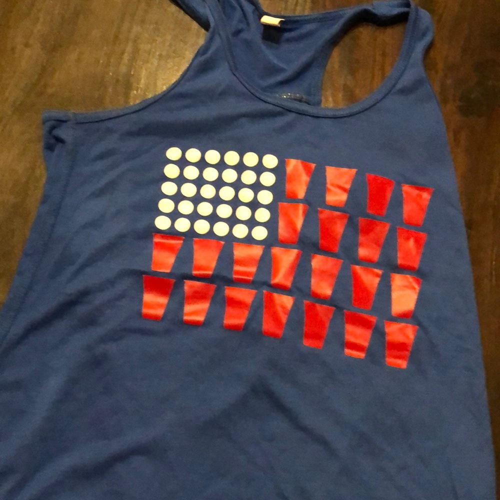 Beer pong tank top American flag